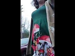 Kinky Femboy Struts the Road in Dress Without Panties
