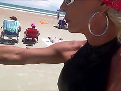 sexy mmf 69 fucking cuckold biker in thigh boots on the beach