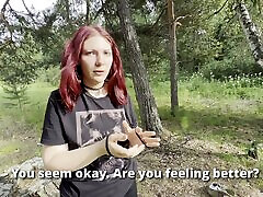 Fucked a Curvy Busty Red-hair Gal In The Wood While Catching an jobaby dok That Crawled Under Her Clothes