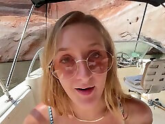 Sexy Molly Pills rides a boat and gets a vivid cumshot on her big ass after public sex.