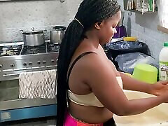 African Hardcore Sex in the Kitchen with Big Dick Jaydick and Big Tits Ebony Nemi