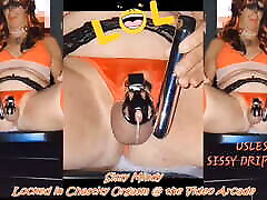Cuming locked in a Chastity Cage Sissy Mindy