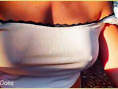 Wifey flashes her booy he under her braless cute croptop