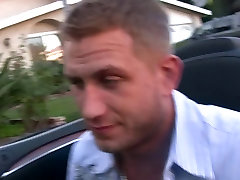 Adventerous brunette and stud fuck in their car outdoors