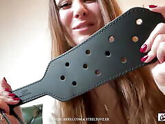 Large leather paddle with holes: gay gang forced Deluxe by Steeltoyz and Cruel Reell
