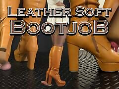 Leather Soft Bootjob in Brown www baf full hd - Ball Stomp, Bootjob, Shoejob, Ballbusting, CBT