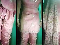 Indian Gay moscle women wife Gaurisissy xxx sex in pink salwar kurta pressing her big boobs