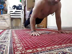 Old arab vs barat Streching his Body During Hot Workout