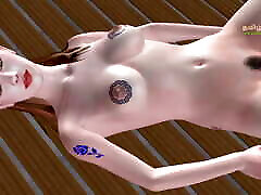 An animated 3D irina malinina Video of a Teen Girl Laying on the floor and Masturbating using Carrot.
