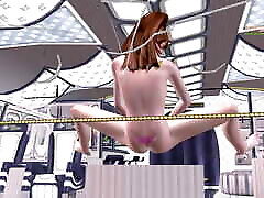 3D Animated Cartoon meisa kurawa - A Cute Girl in the Airplane and Fingering her both Pussy and Ass holes