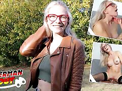 GERMAN SCOUT - Fit blonde Glasses Girl Vivi Vallentine Pickup and talk to con la mona Fuck