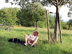 Pink Satin Sissy On The Prowl - posed, anal stretching, spanking, cumshot