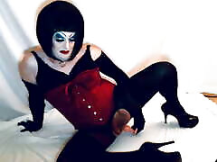 Sissy the teen girl Queen in Heavy Makeup Plays with Butt Plugs, ass to mouth