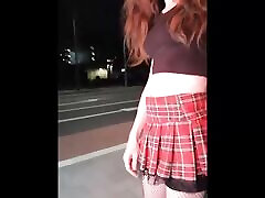 Schoolgirl at the bus stop