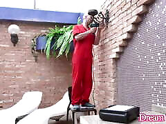 Lucky White Guy Takes Adrielhy Bronze&039;s Big Black Shemale Cock