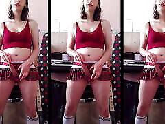 Adorable sissy dildoes her throat and cummy asshole and goes ass to mouth