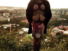 Masturbation on the background of a big city