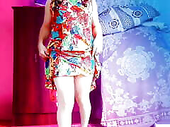 18 Youtube Model Crossdresserkitty Sexy Villager Housewife Dress Long Stockings White BBW Femboy