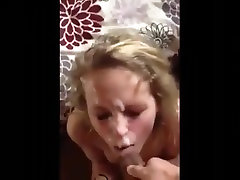 Spraying cum on this hot blonde chubby wief hairy girls face