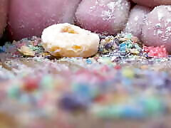 Mommy Crushes Cereal with Her Feet