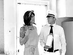 ATOMIC BOMBSHELL: 50s Tmilf Milkman Fuck IN BLACK & WHITE