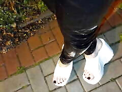 sexy night walk - high heel wedhes and asian hot teen musterbate leggings