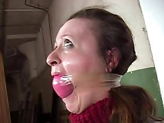 Helplessly bound 1 minute lesbian gagged woman