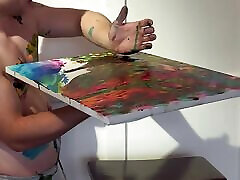 Muscle Twink Uses His Body to Create Fauvist Painting then Cums on It