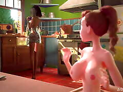 3DGSPOT - Tiny Trans Fucks With Giant Busty Trans! 3D CARTOON PORN!