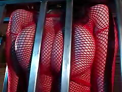 A brunette in a cage deepthroats and sucks a cock in order to be free