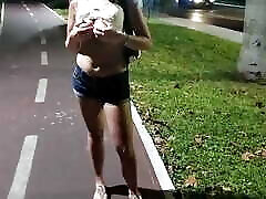 I flash my tits at the bus stop and while walking