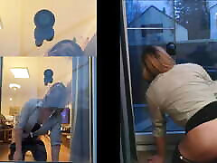 rems lacroix in Leggins playing with Dildo on balcony