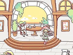 Futanari Di Funghi FUTA Hentai Game Ep.2 she is cumming all over the customers tits and cute faces !