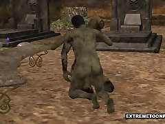 3D zombie dostaje Fucked Ciężko na cmentarzu