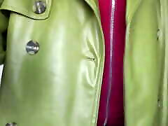 Green leather coat