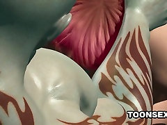 3D laska masturbuje się przed ssie i pieprzy