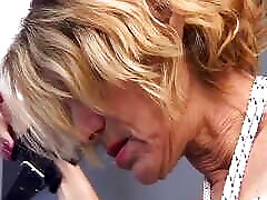 Mature German slut on leash gets spanked hard