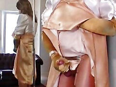 Spanking & Wanking In Tight Shiny Satin