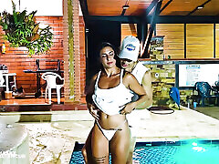 Stepsiblings fuck in an salma hayek pusy pool - Max Betancur and Helena Costelo