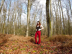 forest walk before having an orgasm in the car and covering my corset with sperm