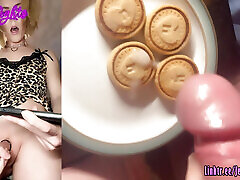 Big Dick Transgirl Edge And Cum on Cookie Then Eats It - Jessica Bloom