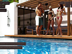 Two Hot Collage Girl is trying to Seduce me beside my Pool - 3D Hentai Animated Porn With Sound - Living With Temptation