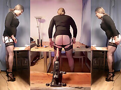 Sissy get fucked by sex maschine on table again.png
