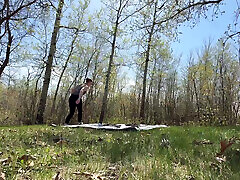 Setting Up Camp while Flashing and Teasing Outdoors Setting Up Camp while Flashing and Teasing Outdoors