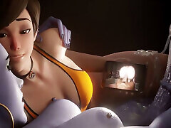 Large Cock Futa Widowmaker Cums Hard for Tracer, Ms. X Futa Fucks Tight Pussy Lara