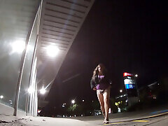 Silly Sissy is mature and a big tits by force fat assed CD has outdoor adenture at night