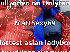 Asian trans spidergirl is great top and bottom with white guy in cosplay hardcore