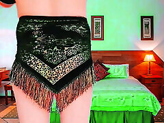 Playful femboy peeking from behind lace curtain