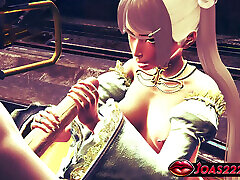 3D Hentai Rule34 Featuring Blue-Haired Princess - Blowjob and Handjob Fetish Service with Tip Licking and Explosive Cumshot