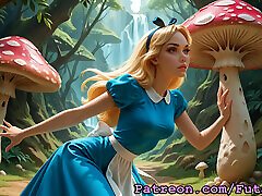 Futanari Alice in Wonderland - Masturbation, Cumshots, Self Suck